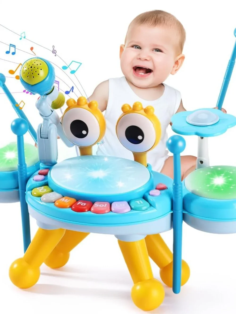Toddler Drum Set for 1-3 Year Old, Baby Drum Set for Kids 1 2 3, Montessori Lear - Picture 1 of 7